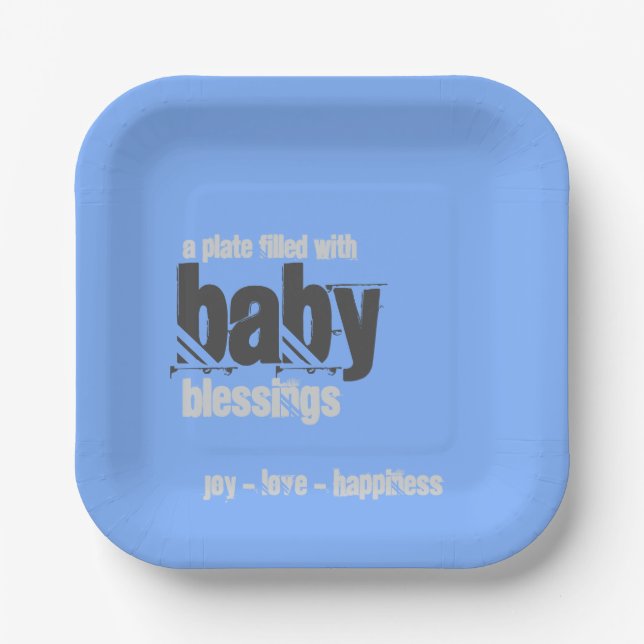 BLUE BABY PLATE OF BLESSINGS - Square Pappteller (Vorderseite)