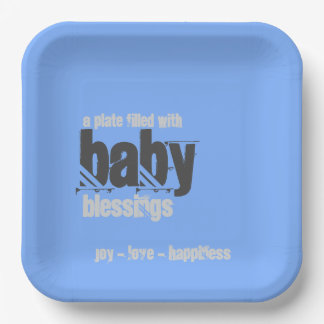 BLUE BABY PLATE OF BLESSINGS - Square Pappteller