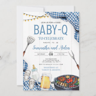 Blue Baby-Q Baby Dusche Einladung