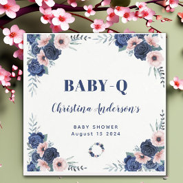Blue Baby-Q Floral Rose Pastel GRILLEN Baby Shower Serviette