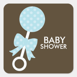 Blue Baby Rattle Quadratischer Aufkleber
