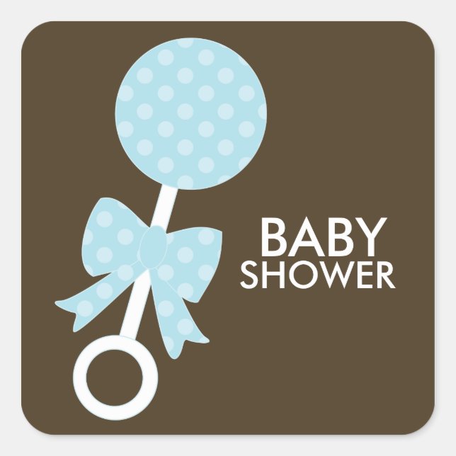 Blue Baby Rattle Quadratischer Aufkleber (Vorderseite)