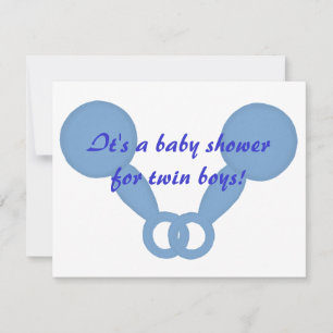 Blue Baby Rattles Twin Boys Shower Einladungen