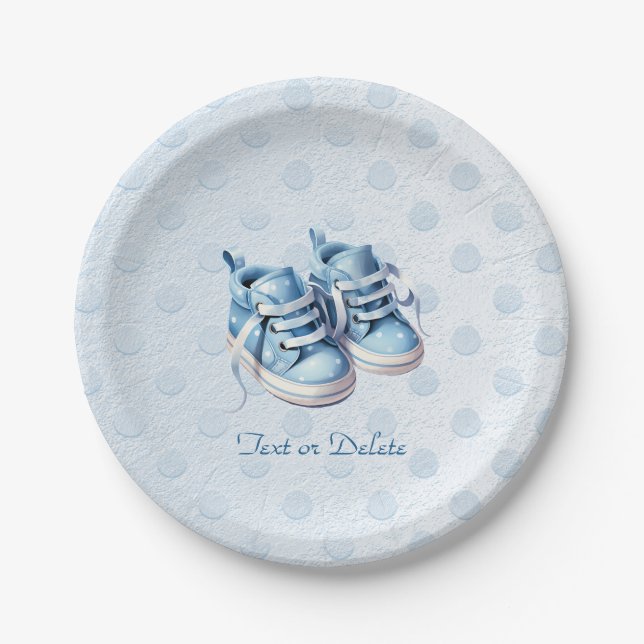 Blue Baby Shoes Paper Plate Pappteller (Vorderseite)