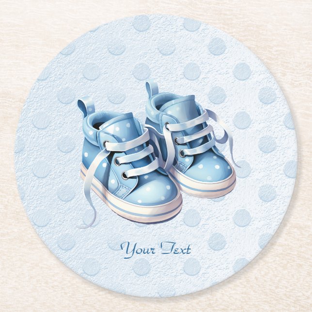 Blue Baby Shoes Paper Untersetzer (Vorderseite)