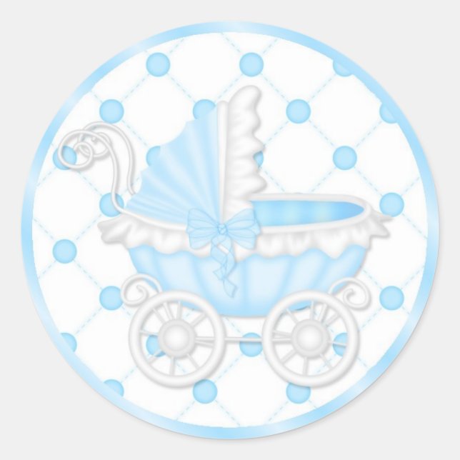 Blue baby Showdusche Cupcake Toppers Stickers (Vorderseite)