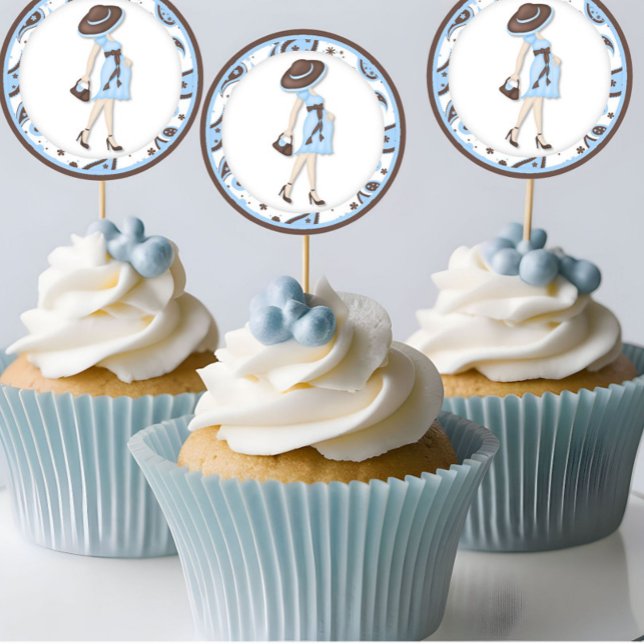 Blue baby Showdusche Cupcake Toppers Stickers (Von Creator hochgeladen)