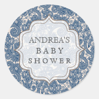 Blue Baby Showdusche - Tafelmarke Runder Aufkleber