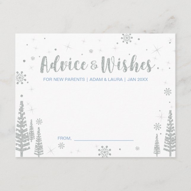 Blue Baby Shower Advice Card für Mama, Eltern Hinweiskarte (Vorderseite)