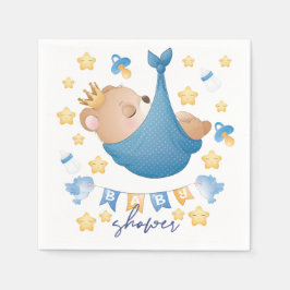 Blue Baby Shower Baby Boy Bear Serviette