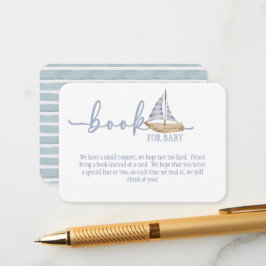 Blue Baby Shower Book for Baby Enclosure Card Begleitkarte