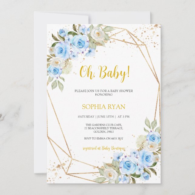 Blue Baby Shower Boy Einladung (Vorderseite)