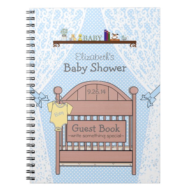Blue Baby Shower Guest Book- Notizblock (Vorderseite)