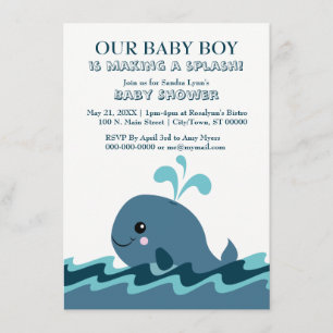 Blue Baby Shower lädt Whale zum Thema Einladung