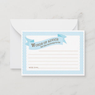 Blue Baby Shower Mommy Advice Card Hinweiskarte