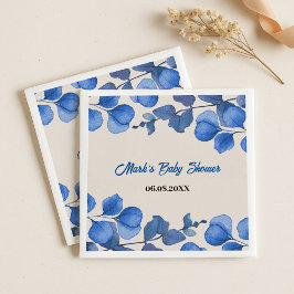 Blue Baby Shower Napkin – Custom Name & Event  Serviette