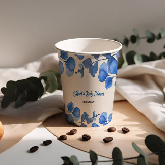 Blue Baby Shower paper cup – Custom Name & Event Pappbecher