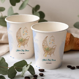 Blue Baby Shower Paper Cups – Custom Baby Name  Pappbecher
