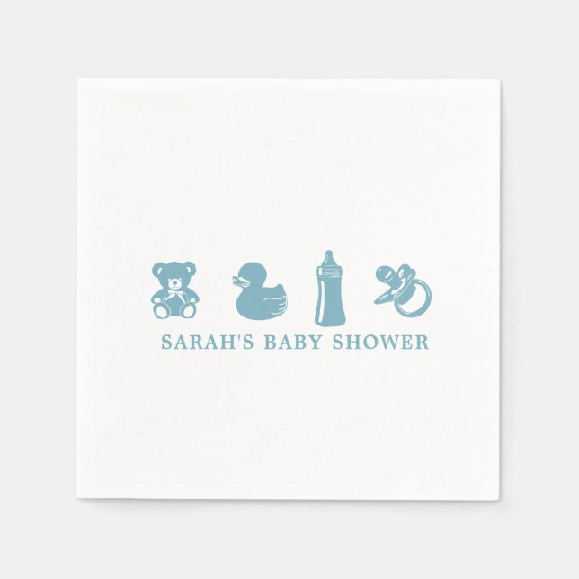 Blue Baby Shower Paper Napkin Serviette (Vorderseite)