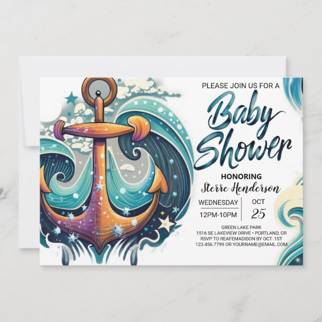 Blue Baby Shower von Nautical Boy Einladung (Vorderseite)