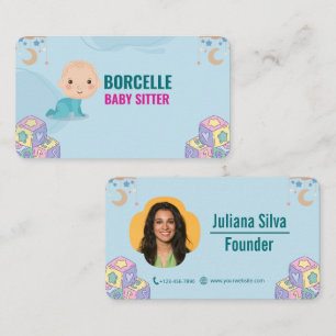 Blue Baby Sitter Business Card mit eigener Marke Visitenkarte