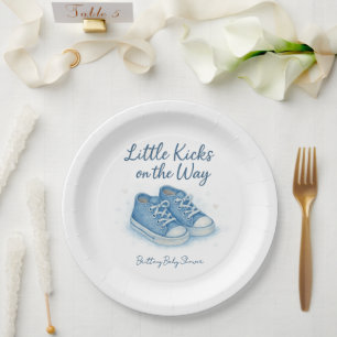 Blue Baby Sneakers Baby Dusche Pappteller