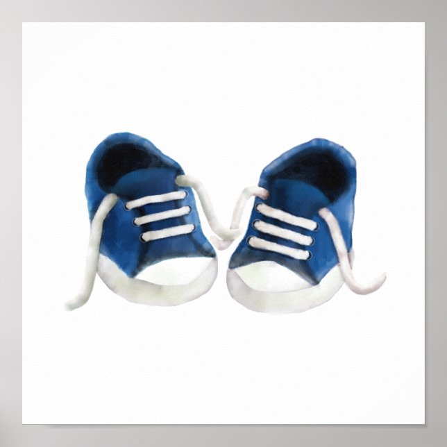 Blue Baby Sneakers Malerei Art Print Poster (Vorne)
