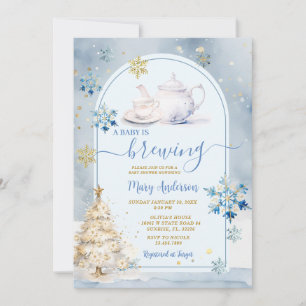 Blue Baby wird Tee Party Winter Baby Dusche Brauen Einladung