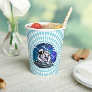 Blue Background Astronaut DJ Music Space Pappbecher