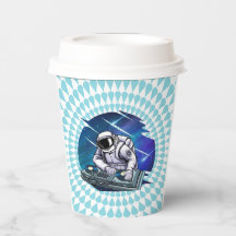 Blue Background Astronaut DJ Music Space