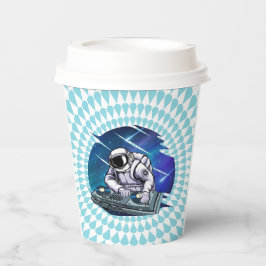 Blue Background Astronaut DJ Music Space Pappbecher