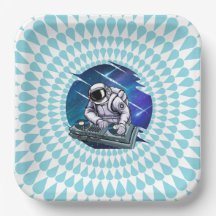 Blue Background Astronaut DJ Music Space