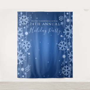 Blue Background Corporate Holiday Party Winter Gla Wandteppich