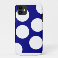 Blue Background & Large White Circles Polka Dot