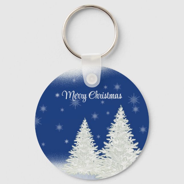 Blue Background mit dem Weihnachtsbaum Schlüsselanhänger (Vorderseite)