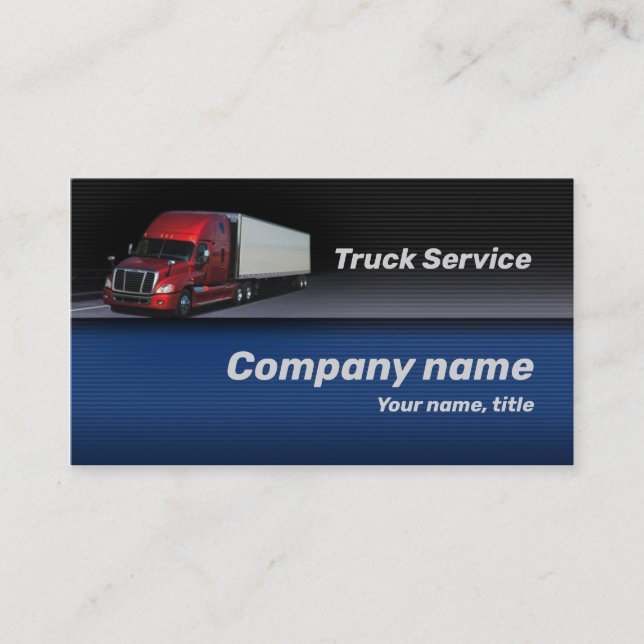 Blue Background Red Truck Business Card Visitenkarte (Vorderseite)