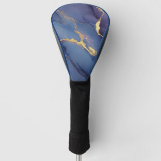 Blue background with gold streaks and dots golf headcover