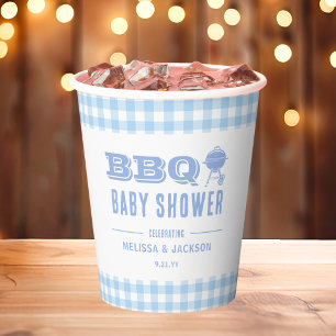 Blue Backyard GRILLEN Baby Dusche Pappbecher