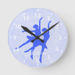 Blue Ballerina Personalisiert Wall Clock Runde Wanduhr