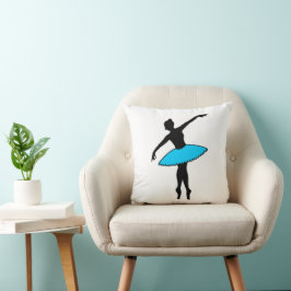 Blue Ballerina Silhouette Dancer En Pointe Tanz Kissen