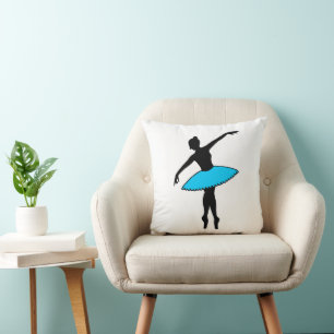 Blue Ballerina Silhouette Dancer En Pointe Tanz Kissen