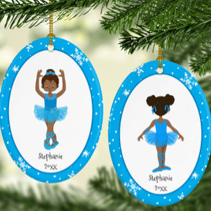 Blue Ballerina Snowflakes Personalisierte Weihnach Keramik Ornament