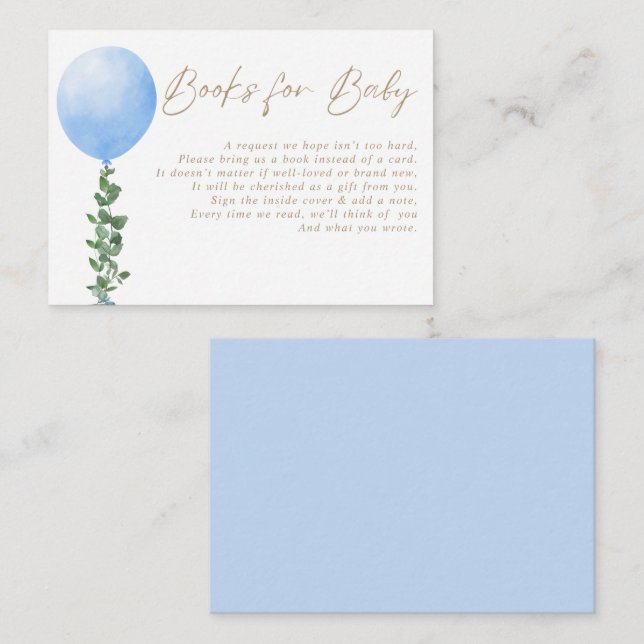 Blue Balloon Baby Books for Baby Begleitkarte (Vorne/Hinten)