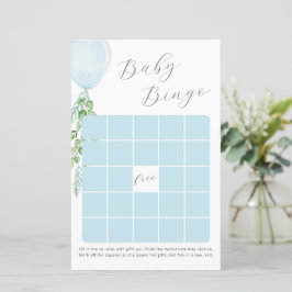 Blue Balloon Baby Dusche Bingo Game
