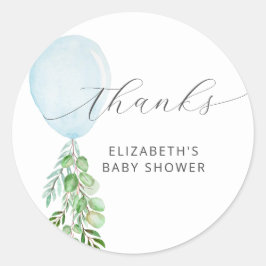 Blue Balloon Baby Dusche Danke Runder Aufkleber