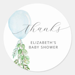 Blue Balloon Baby Dusche Danke Runder Aufkleber