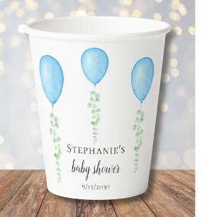 Blue Balloon Baby Dusche Pappbecher