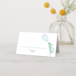 Blue Balloon Baby Dusche Platzkarte