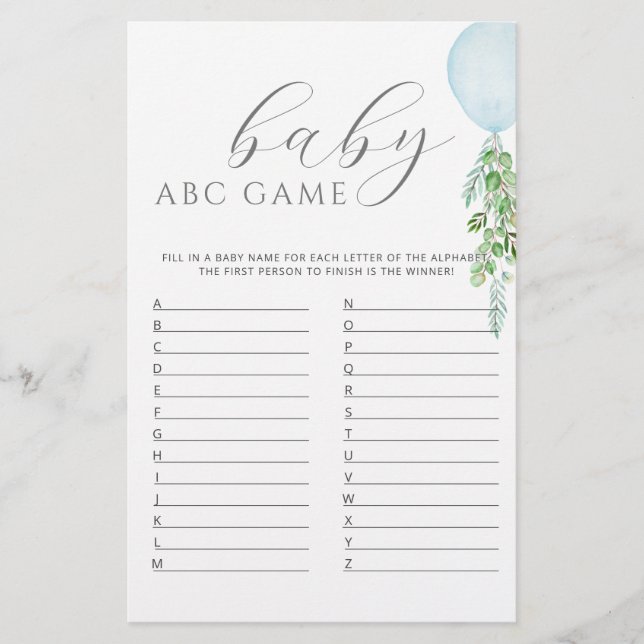 Blue Balloon Baby Showspiel ABC (Vorderseite)