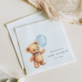 Blue Balloon Bear Baby Dusche Serviette